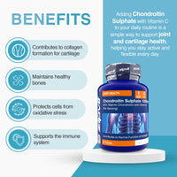 Zipvit Chondroitin Sulphate 1050mg with Vitamin C, 90 Tablets, 90% Pure Marine Chondroitin Joint Care Supplement for Women & Men