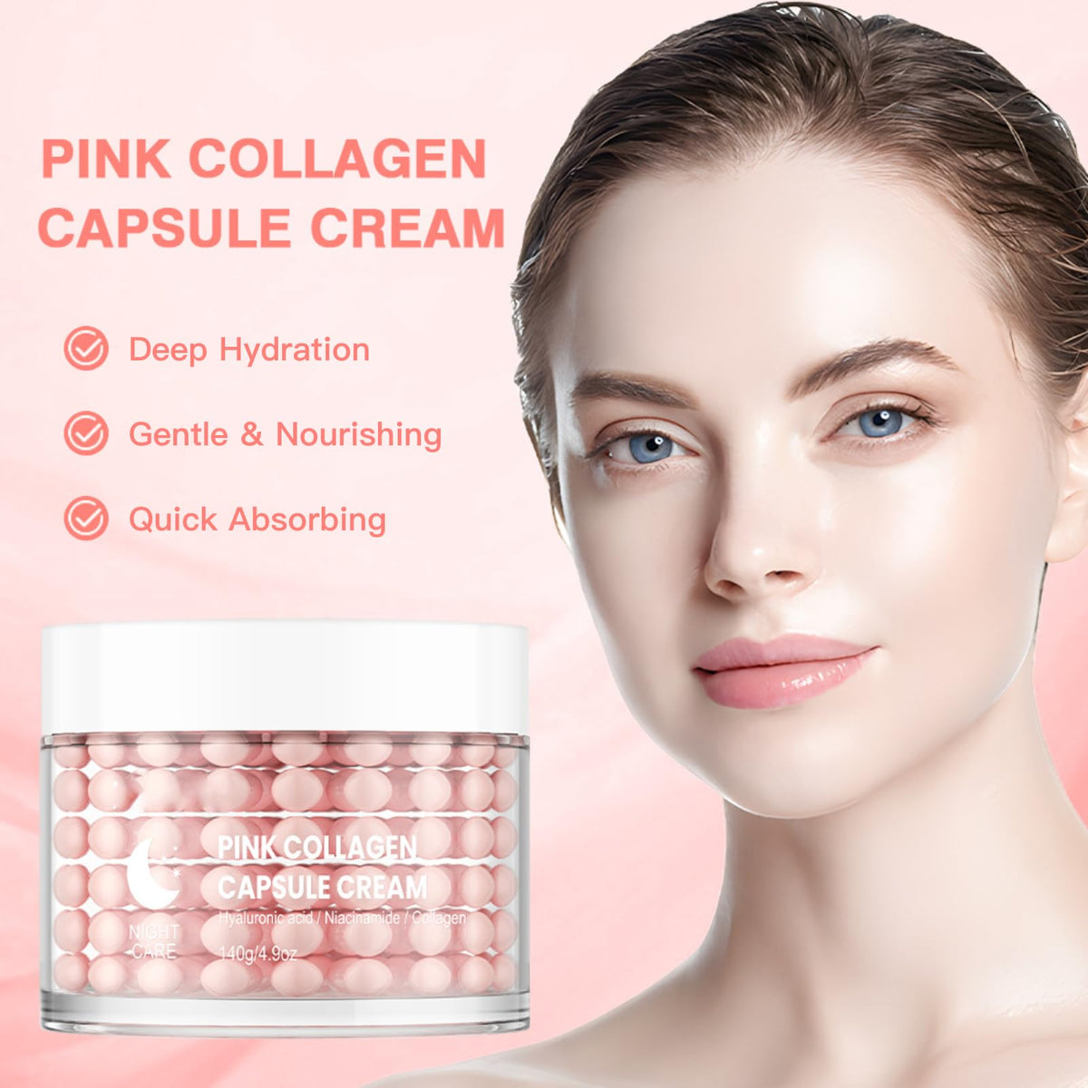 CTUBLIAUNX Collagen Capsule Cream, Deep Hydration Collagen Cream, Anti-Aging Face Moisturizer to Nourish and Soothe Skin, Collagen Face Cream for Smooth & Youthful Glow