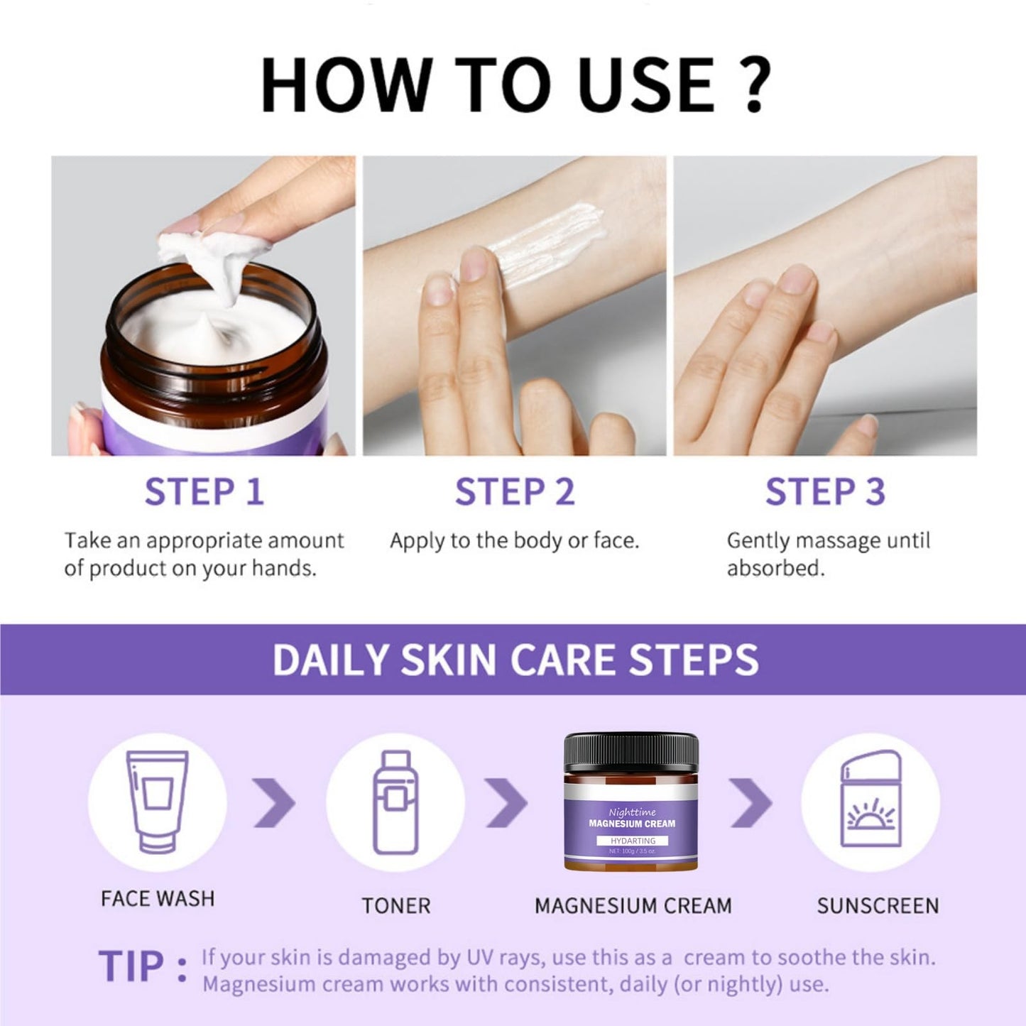 SingHao 100g Magnesium Soothing Sleep Cream,Magnesium Cream for Sleep&Muscle Relief,High Strength Magnesium Butter,Topical Night Calming&Deep Relaxation,Magnesium Soothing Sleep Cre/am for Relief Legs