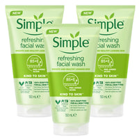 Aasram 3 x 150mL | Simple Kind to Skin Refreshing Face Wash Gel 150ml | Soap Free | for All Skin Types | 3 Pack