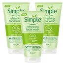 Aasram 3 x 150mL | Simple Kind to Skin Refreshing Face Wash Gel 150ml | Soap Free | for All Skin Types | 3 Pack