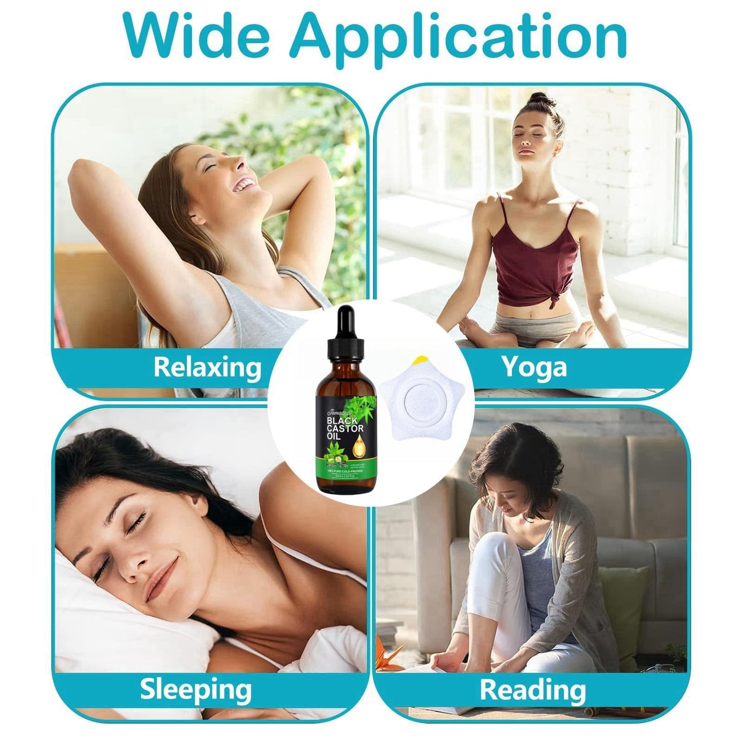 LaluluTek Jamaican Black Castor Oil - Pure Cold Pressed Essential Oil for Body/Face/Skin - Includes 60ml Bottle & 30 Disposable Cotton Packs in Star Shape