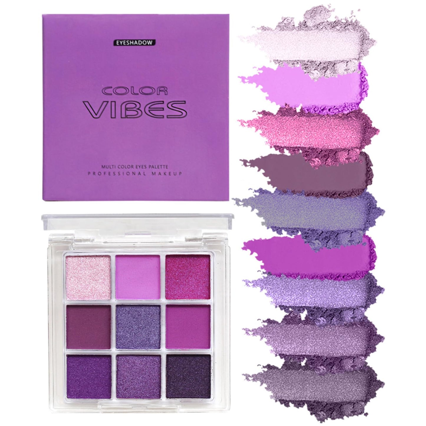 SHEBEEDO Matte Pearlescent Purple Eyeshadow Palette 9 Eyeshadow Shades, Shimmering Pale Purple Makeup Set, Waterproof, Long Lasting Intense Colour, Mixable Pressed Pigment Eyeshadows, Gift for Girls, Women