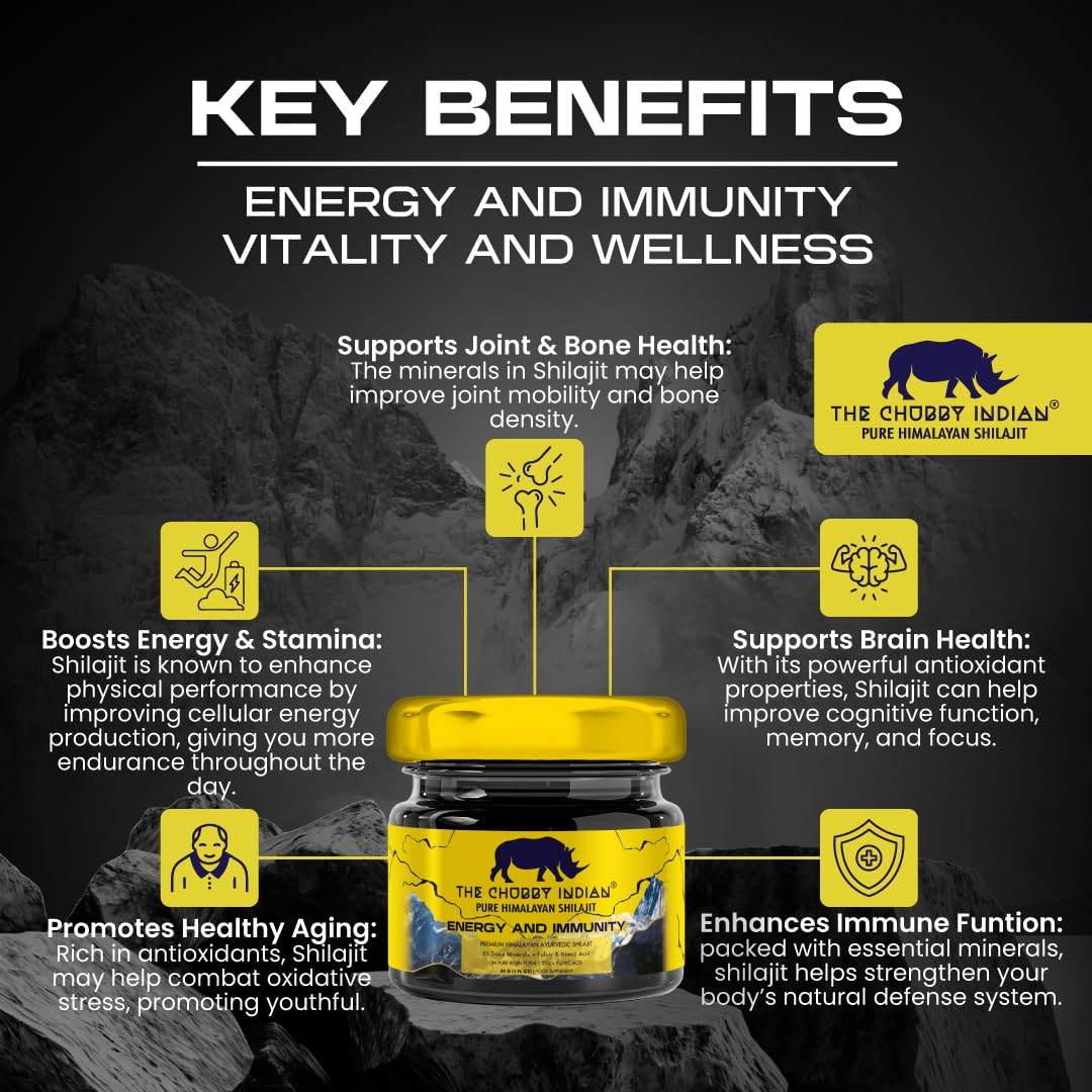 The Chubby Indian® Shilajit Resin, 100% Pure Himalayan Lab Tested 30g, High Fulvic & Humic Acid, Magnesium Supplements, Melatonin, Electrolytes, Shilajit, Vitamin D, Natural Vitality Booster, 1 Box