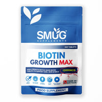Biotin Tablets 12000mcg – 365 Tablets – Vegan Food Supplement – Made in Britain – SMUG Supplements