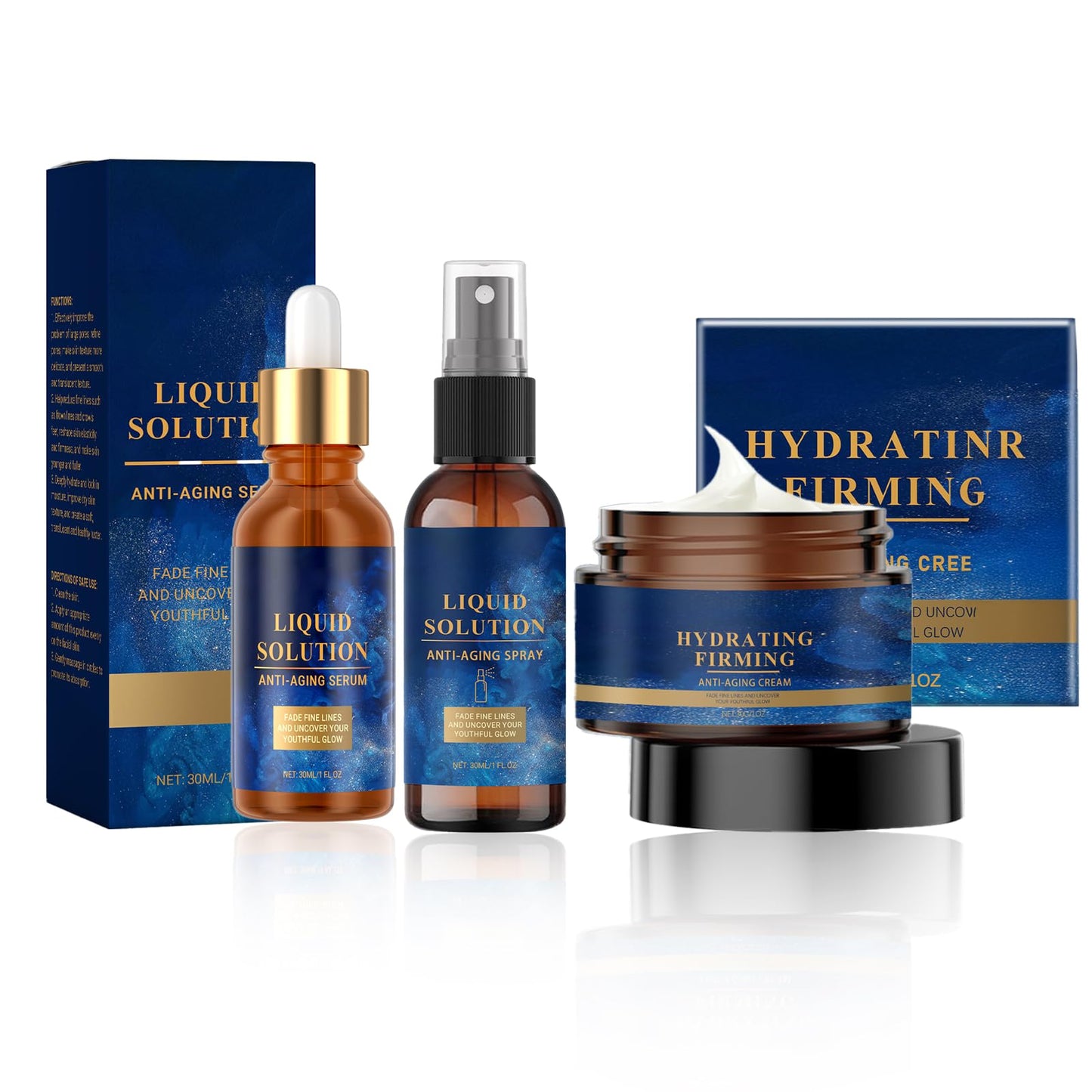 Gonggi 3Pcs Anti Aging Liquid Solution - Liquid Wrinkle, Anti-aging Facial Serums and Cream, Ideal Gifts for Women, Hydrating Serum Facial, Absorb Quickly &Suitable All Skin Type