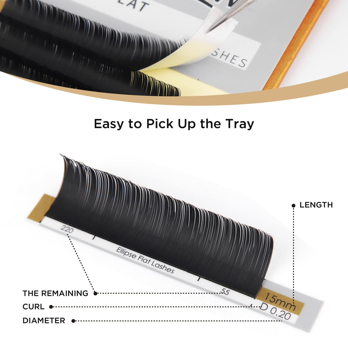 LASHVIEW Eyelash Extension,Ellipse Flat Eyelash Extensions,Individual Lashes,0.15mm D+ Curl 8-15mm,Lash Extension,Semi-Permanent,Extremely Light & Soft,Professional Salon Use.