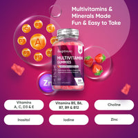 WeightWorld Multivitamin Gummies for Women & Men - 13 Ingredients - 120 Gummies - 2 Months Supply - Natural Strawberry Flavour - Vitamins & Minerals Like VIT C, D3, B6, B7, B12 & Zinc - Vitamin Gummy for Adults