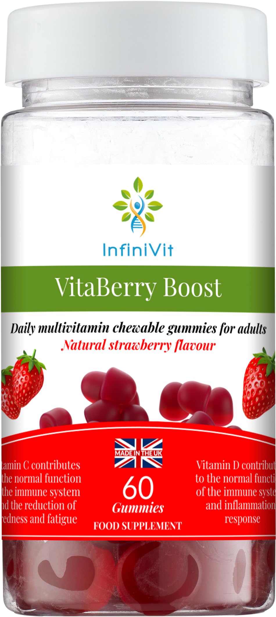InfiniVit - VitaBerry Boost Multivitamins Gummies for Men, Women, High Strenght, 60 Gummies