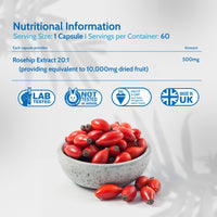 Health4All Rosehip 10,000mg per Capsule, 60 Capsules 2 Months Supply, High Strength Rosa Rugosa Hips Joint Support Supplement, Pure, Vegan, Naturally Sourced Extract (not Tablets) | Made in UK