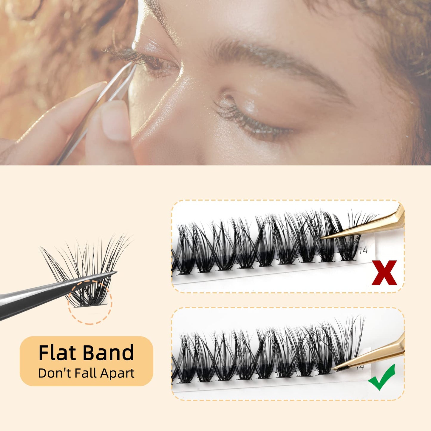 QUEWEL Cluster Lashes 240Pcs - Individual & Cluster Lashes 0.07C Curl 30D+40D Mix8-14mm for Natural Look DIY Eyelash Extensions