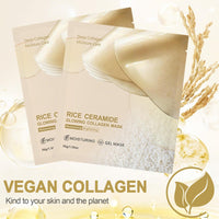 Trendyfave 4Pcs Rice Sheet Mask, Collagen Face Mask, Overnight Mask for Face Glow with Collagen Extract & Ceramide, Korean Skincare for Brightening, Hydrating & Anti-Aging, Moisturising Skin Barrier Repair