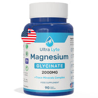 Ultra Lyte Magnesium Glycinate with Trace Minerals – High Absorption Magnesium Supplements for Sleep Aid, Stress Relief & Muscle Support – Vegan & Gluten-Free – 2000mg Magnesium – 90 Count