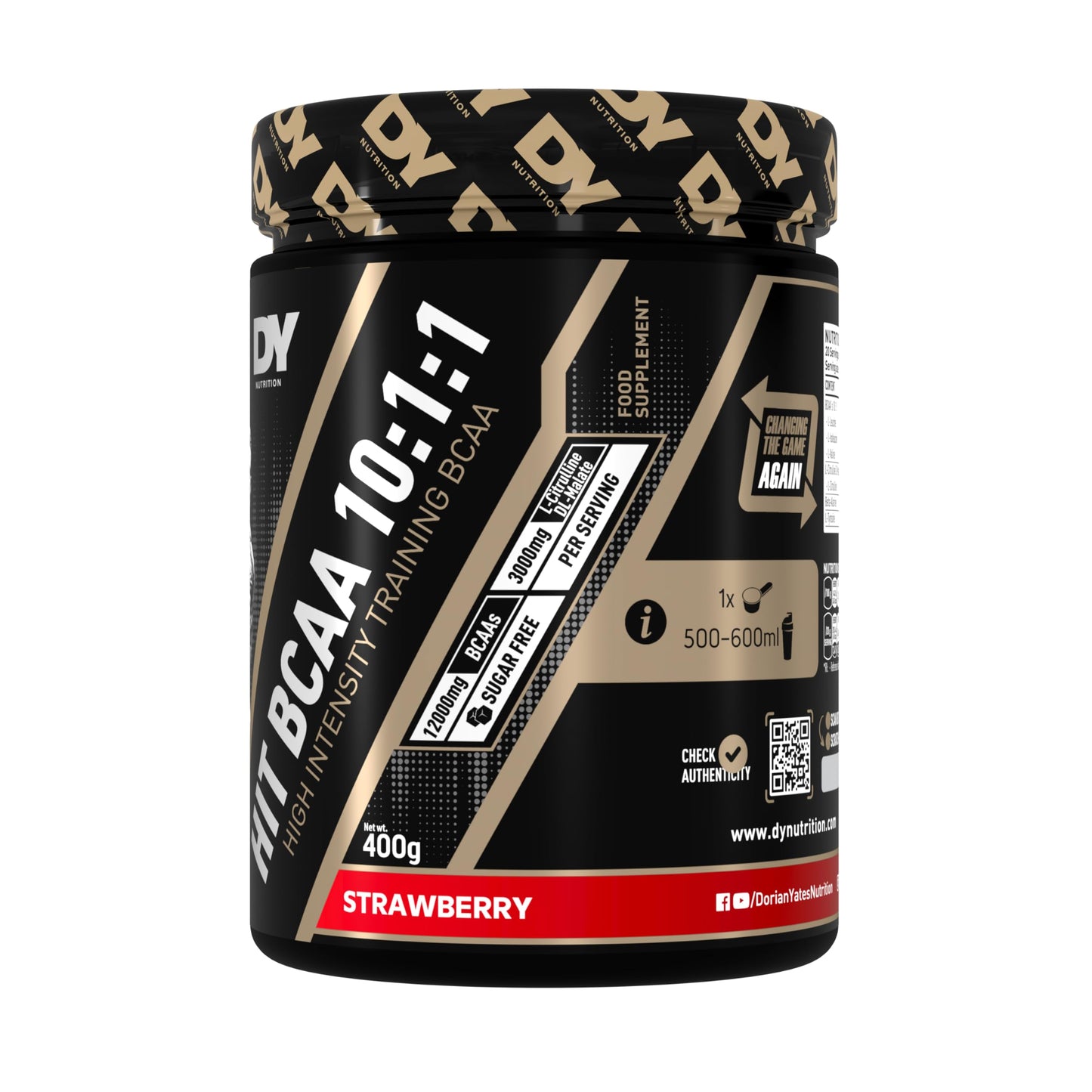DY Nutrition HIT BCAA 10:1:1 400g, 20 Servings (Strawberry)