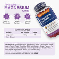 Zipvit Magnesium Gummies for Adults, 150mg Elemental Magnesium Citrate, Supports Energy, Muscle & Bone Health, Passionfruit Flavour, 60 Vegan Gummies, 1 Month Supply