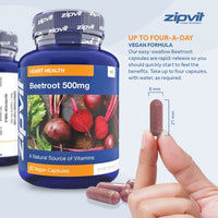 Zipvit Beetroot Extract Capsules 500mg, 90 Vegan Capsules, Naturally Rich in Vitamin A, B6, and C