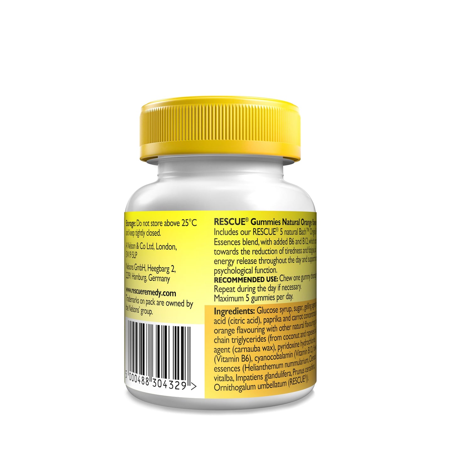 Rescue Gummies with B Vitamins (30 Pack), Contributes Towards Reduction of Tiredness and Fatigue, Vitamin B6 and B12 with Bach Flower Essences, Vegan, Orange Flavoured, 30 Gummies