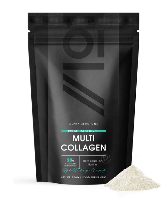 Multi Collagen Protein Powder (100g) - Types I, II, III, V & X - Hydrolyzed Grass Fed Bovine, Wild Caught Fish, & Free-Range Chicken & Eggshell Collagen. Non-GMO, Halal.