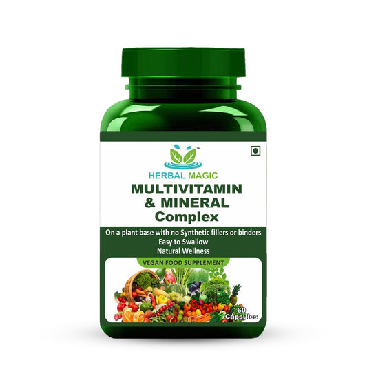 Herbal Magic's Pure & Natural Blend Wholefood Multivitamin 60 Veg Capsules - Made from Over 60 Types of Fruits, Vegetables, Herbs & Spices -No Fillers/Preservatives/Maltodextrin/Colors/Flavours