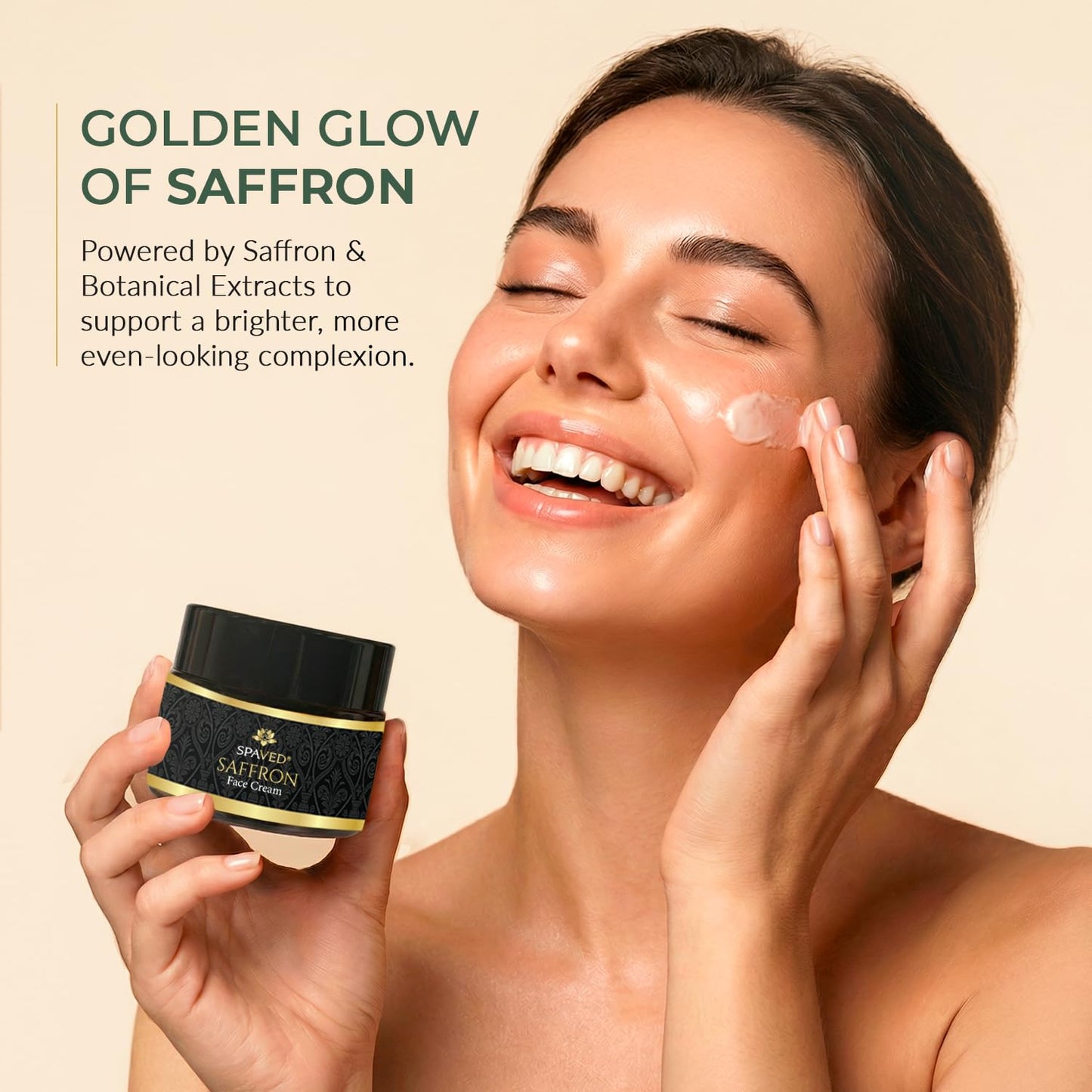 SPAVED Spaved Saffron Face Cream 50g - Anti - Ageing Brightening Moisturiser with Aloe Vera & Licorice for Radiant Skin - Supports Skin Barrier & Youthful, Glowing Complexion - Herbal Day Cream - Vegan
