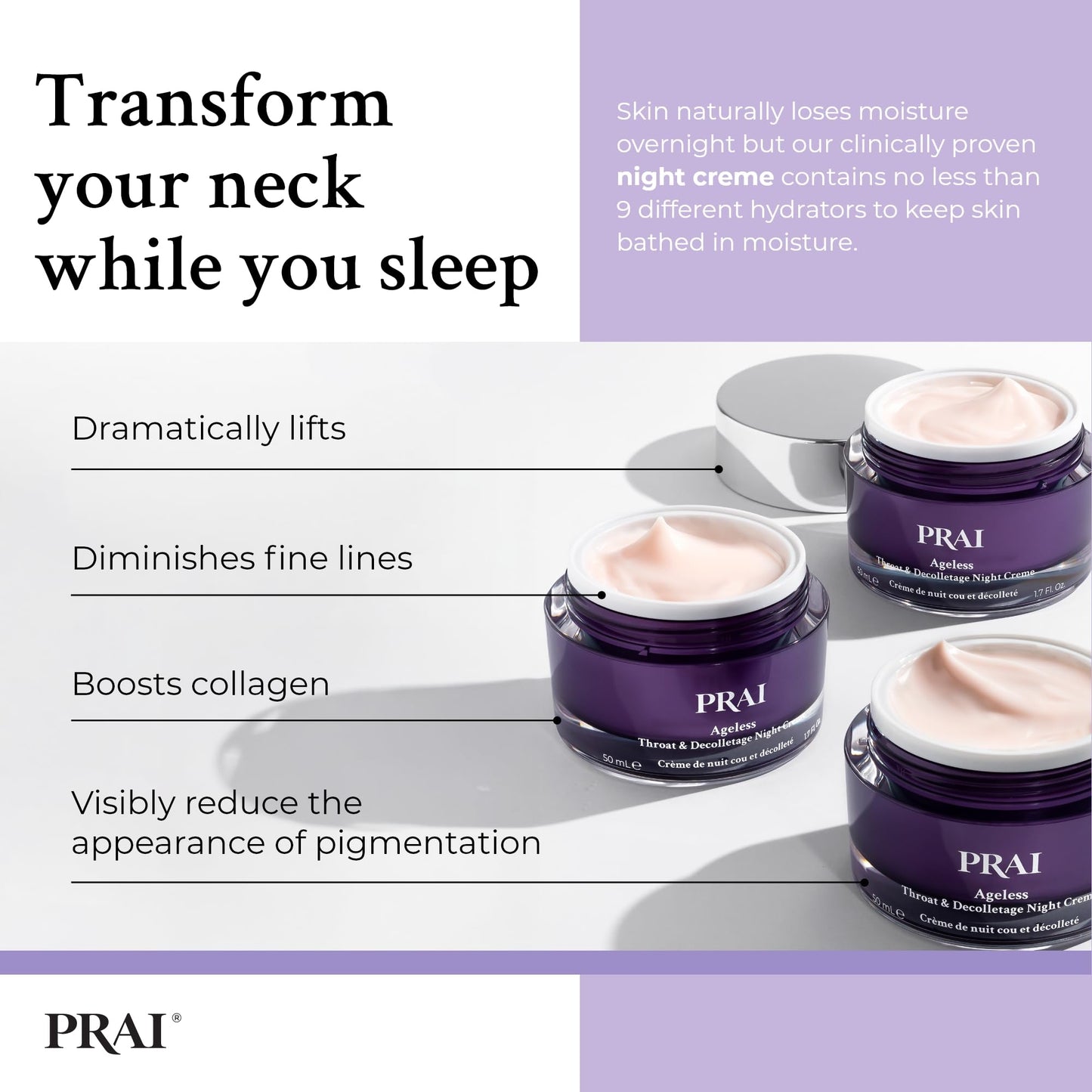 Prai PRAI Ageless Throat & Decolletage Night Creme 118ml - Retinol-Rich Formula