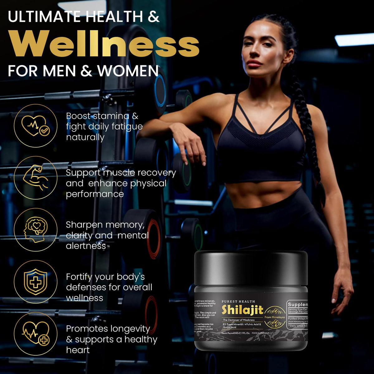 Purest Health 100% Natural Shilajit 30g - Premium Himalayan Resin - Rich in Fulvic & Humic Acid & 85 Trace Minerals - for Optimal Health