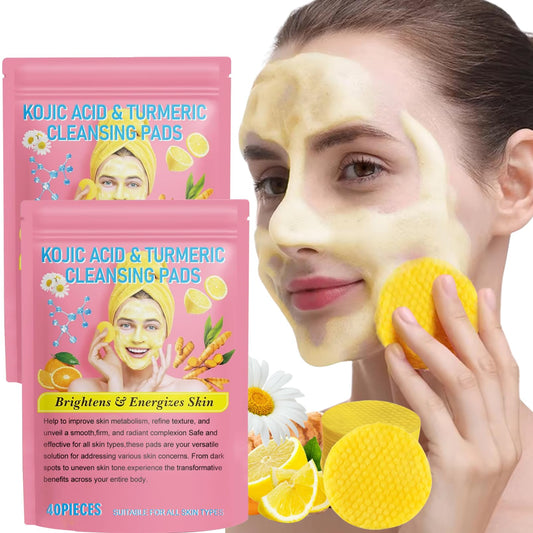 ISBEAUSOLS 80pcs Face Exfoliator Pad - Kojic Acid Cleansing Pads - Exfoliating Face Pads - Kojic Acid And Turmeric Exfoliating Pads- Clean Toner Pads Face Wipes - Brightens, Energizes Skin