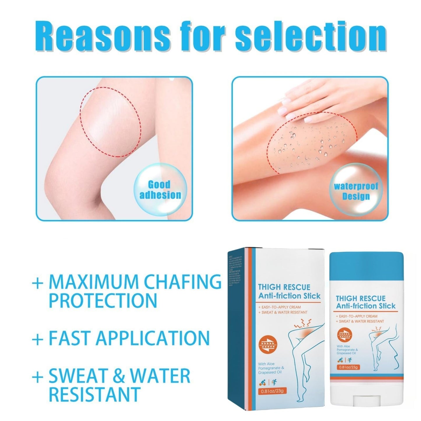 Mubuni 2PCS Anti-Chafe Stick,Anti Chafing Cream Thighs,Anti Chafe Balm,Anti Friction Stick,Chafing Stick,Body Anti Chafe Balm,Glide Anti Chafing Stick,Thigh In/ner Anti-Chafing Balm,Thigh Rubbing Balm