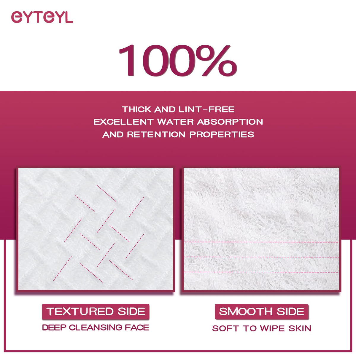 EYTEYL Disposable Face Towel 120 Count, Cotton Tissue Dry Face Wipes Skin Clean, Unscented and Ultra Soft Disposable Face Towelette for Washing Face, Makeup Removing (EF Pattern)