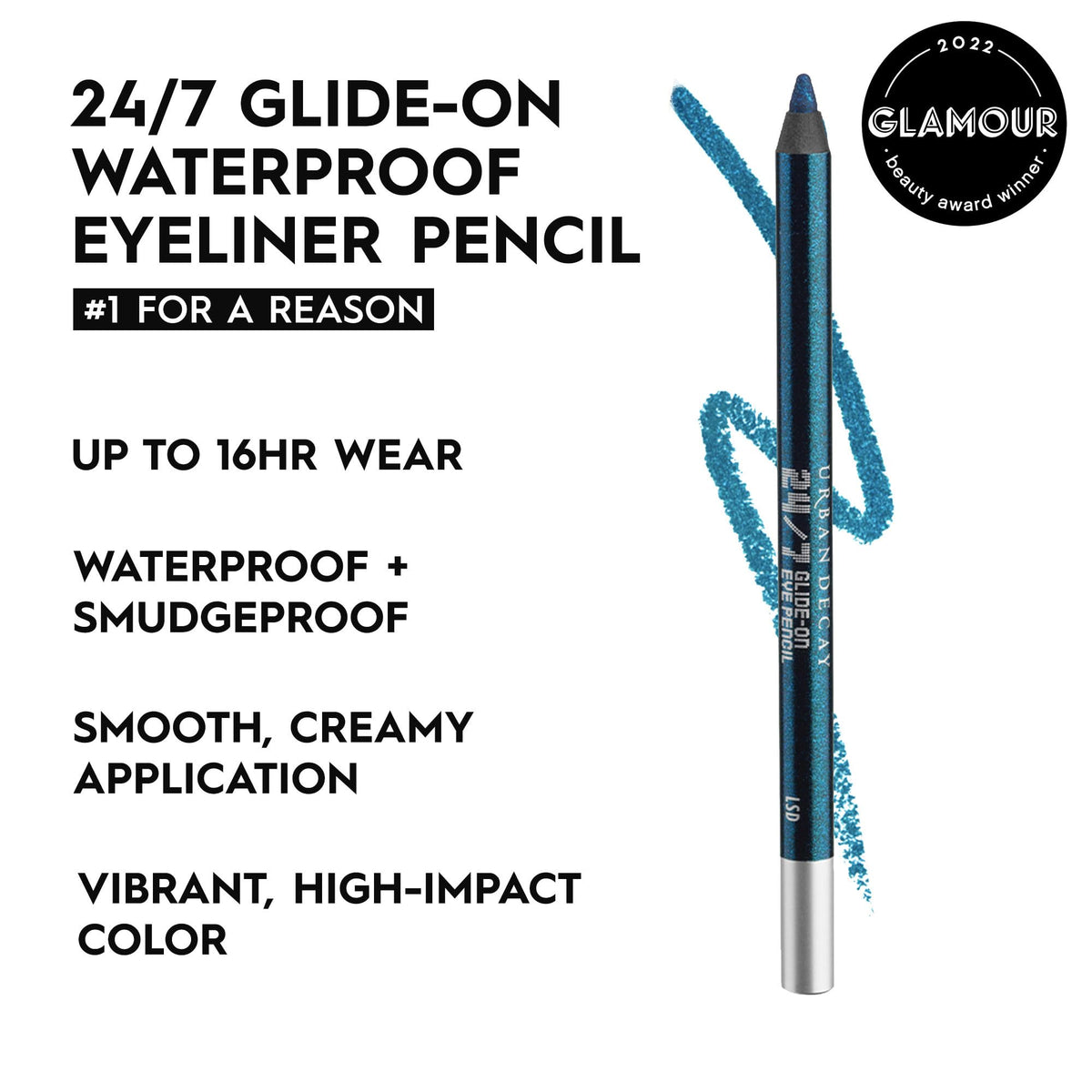 Urban Decay 24/7 Glide-On Eye Pencil, Eyeliner with Waterproof Colours, Vegan Formula*, Shade: LSD, 1.2g