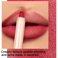 QUIWEN Matte Lip Crayon Nude Lipstick Pencil Velvety Creamy Matte Lip Liner Full Coverage High Pigment Waterproof Long Lasting Lipstick for Women, Non-Stick Cup Lipliner Pencil
