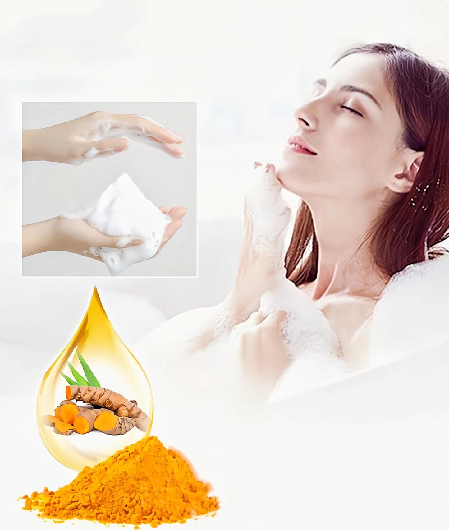 Anshenger Turmeric Handmade Soap, Facial Soap, Gentle Skin Care Essential Oil Soap, Body Cleanser, Anti-Acne, Shrink Pores, Deep Cleansing, Moisturizing, Firming, With Foaming Net, Suitable For Body And Face