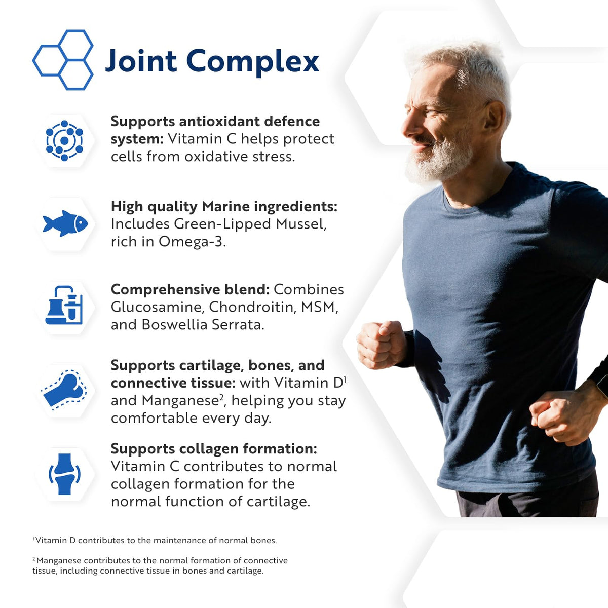 Nutravita Joint Complex with Glucosamine and Chondroitin High Strength + Vitamin D + Vitamin C + MSM & Manganese 180 Glucosamine Tablets - Joint Supplements for Men Joint Care Supplements for Women