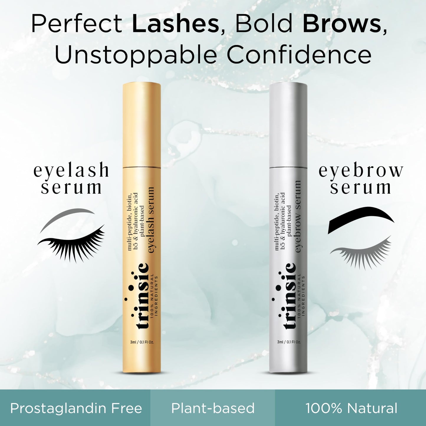 Trinsic Natural Lash Serum - Rapid Growth with Multi-Peptide, Biotin & Hyaluronic Acid - Enhancing & Conditioning Eyelash Serum for Thicker, Longer & Healthier Lashes - Gentle & Safe Advanced Formula