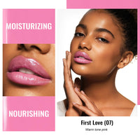Oulac Warm Pink Lipstick - Moisture Shine Hydrating Lipstick & Tinted Lip Balm for Dry Lips, Medium Coverage Lip Colour | Juicy Look, Glossy Finish, Vegan, Cruelty-Free, First Love (07)