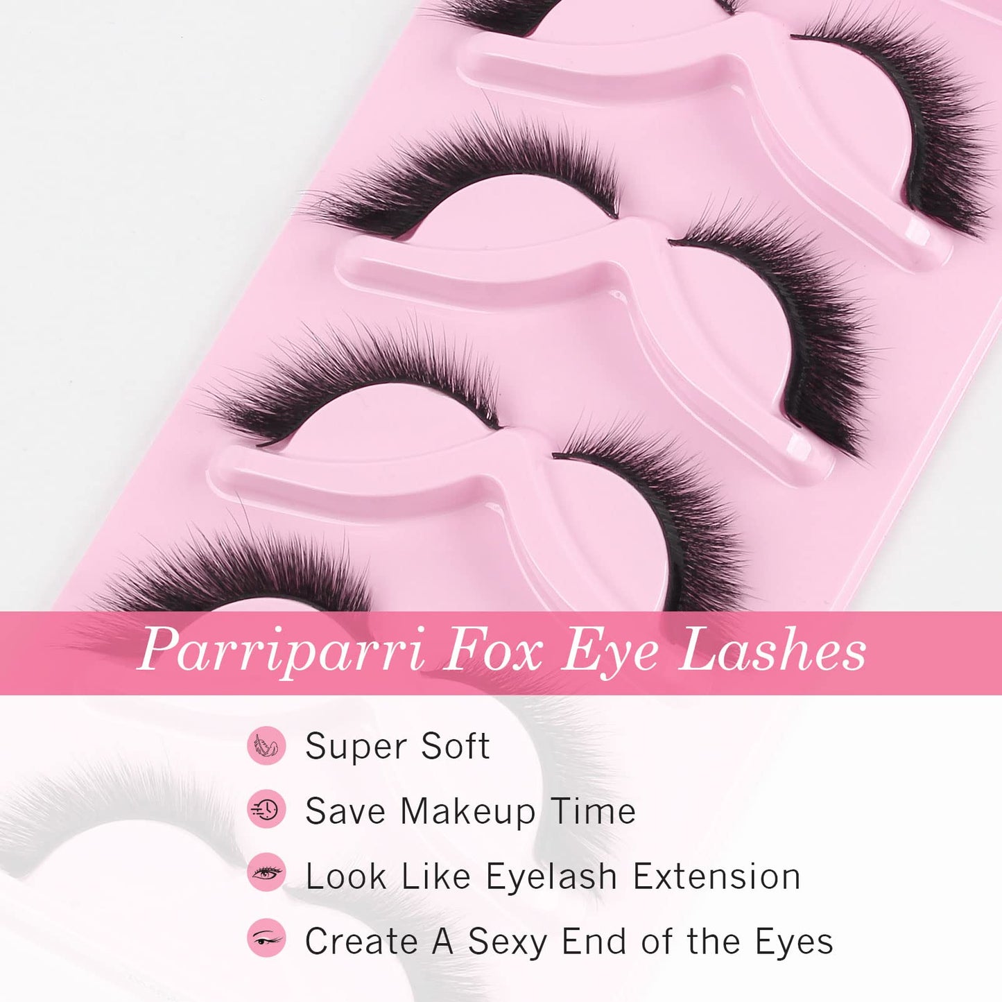 Parriparri Eyelashes Fox Eye 5 Paris Cat Eye Lashes Natural Look Faux Mink