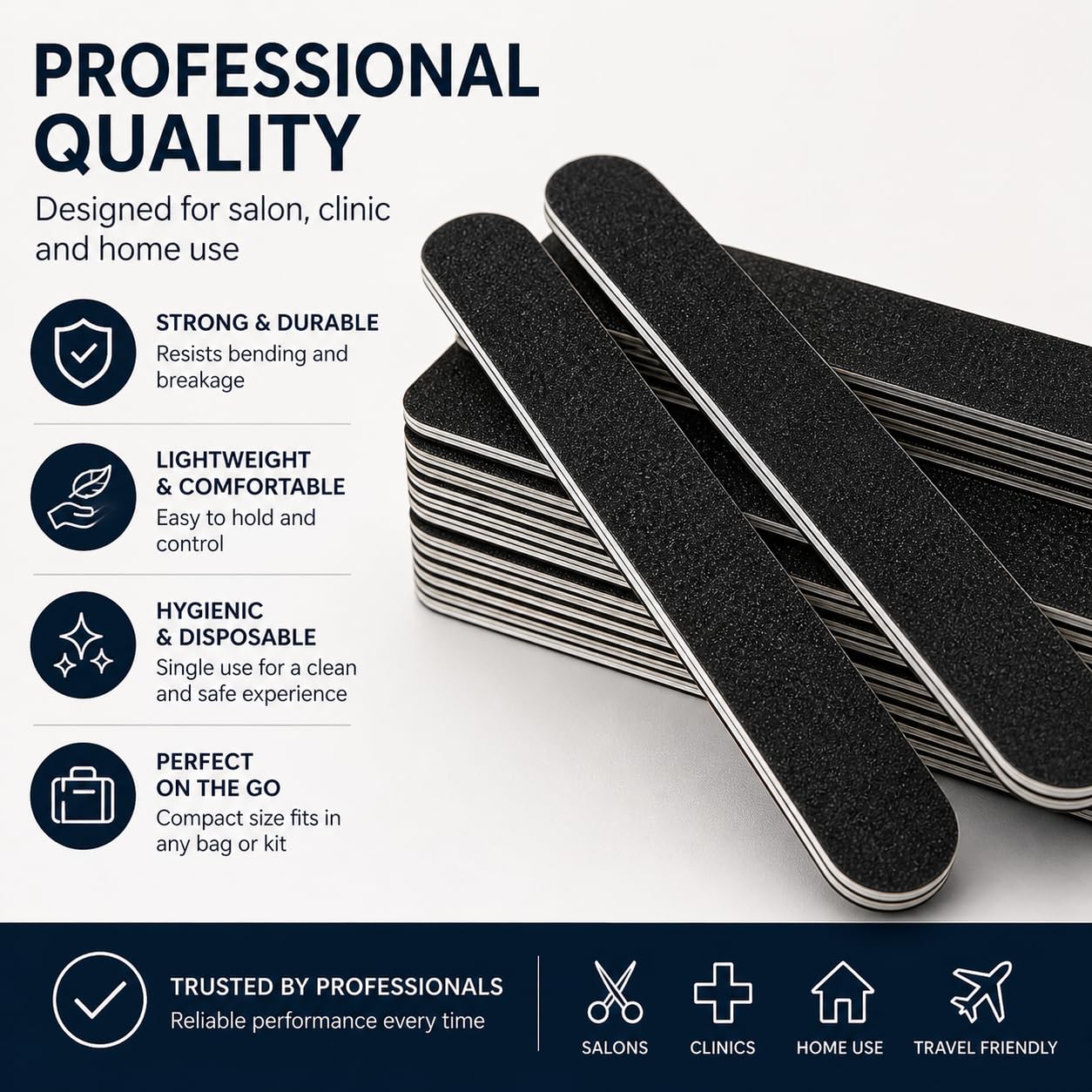Algeos Professional Double Sided Foot & Nail File and Emery Boards, 10 Pack