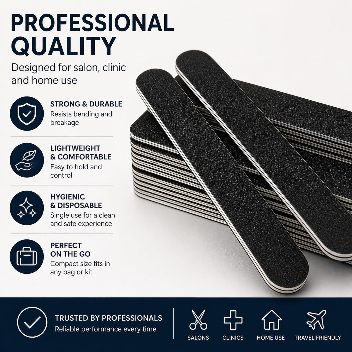 Algeos Professional Double Sided Foot & Nail File and Emery Boards, 10 Pack