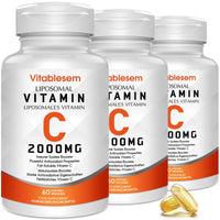 Liposomal Vitamin C Capsules 2000MG (3 Pack) - High Strength Gluten Free & Ascorbic Acid - Immune Support Antioxidant Supplement - Non-GMO