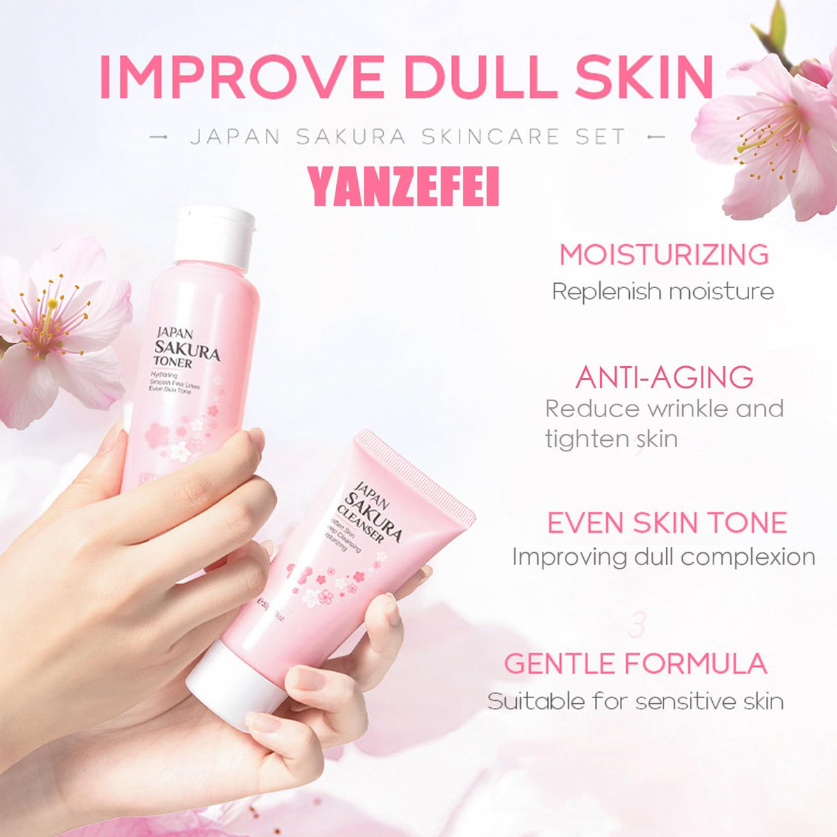 5pcs Sakura Skin Care Sets Gifts for Teenage Girls,YANZEFEI Skin care for Teenage Girls,Skincare Set,High Moisturizing Cherry Blossom Skin Care Kit,Gift Set for Women Mom Daughter Birthday Christmas
