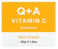 Q+A Vitamin C Radiance Cream - Hydrating, Anti-Ageing Face Cream with Collagen Boosting Vitamin C, Elasticity Enhancing Centella Asiatica & Antioxidant-Rich Tropical Fruit for Glowing Skin, 50g