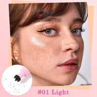 ZoeyShine 2 in 1 Freckle Stamp and Black Liquid Eyeliner, Waterproof Natural Lifelike Makeup, Long Lasting Soft Spot Pen Glitter Fake Freckle Stamp and Eyeliner Pencil (# LIGHT)