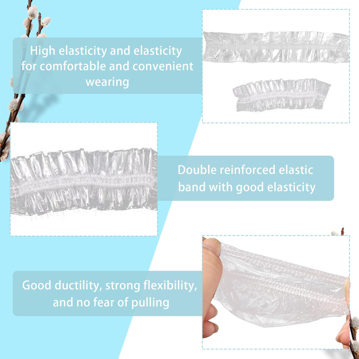 MEKEET 100PCS Clear Disposable Ear Caps Waterproof Ear Covers for Shower Ear Covers Caps Plastic Ear Protectors for Shower Bathing,Hair Dye,Travel Spa,Hotel and Hair Solon, Home Daily Use