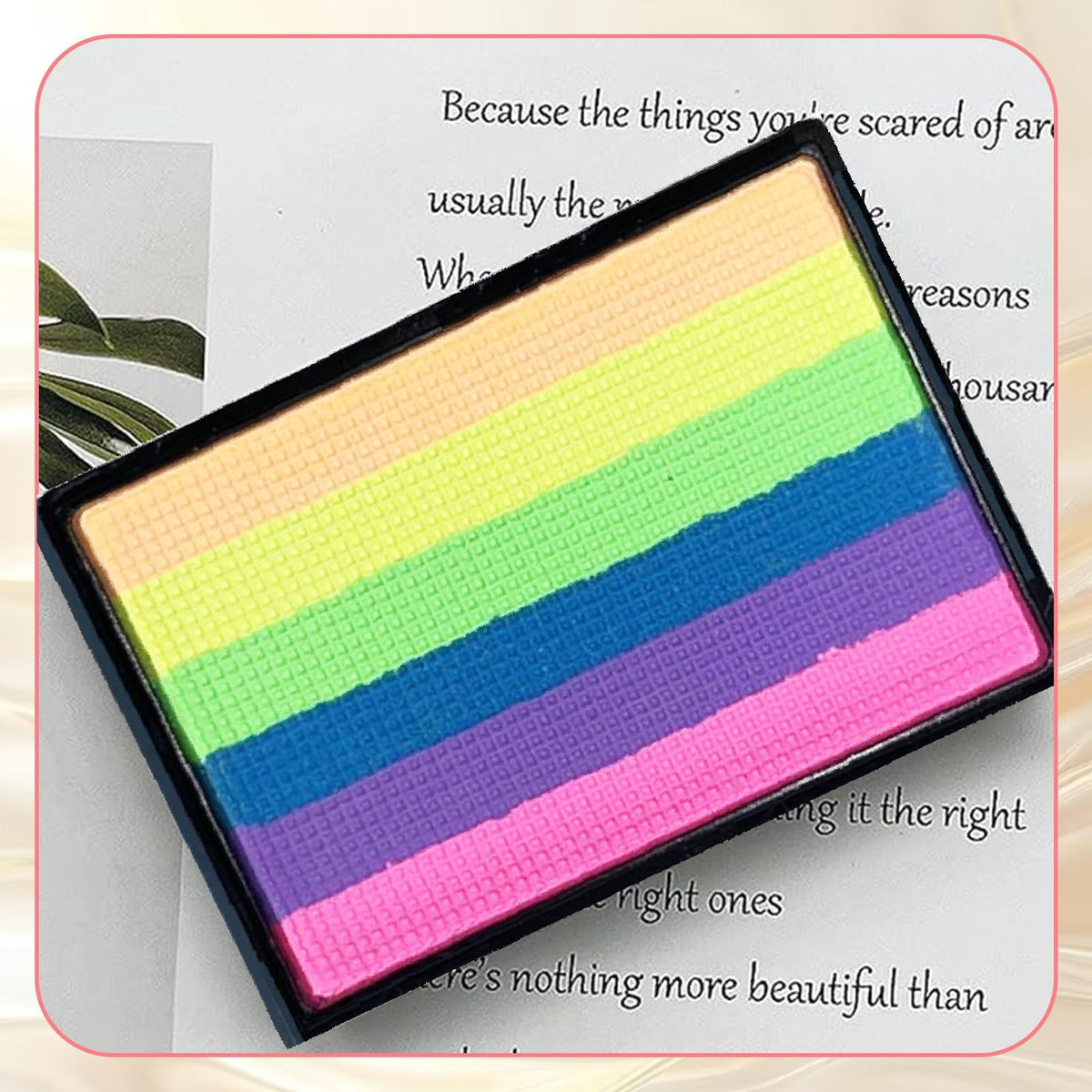 Mikloven Rainbow Face Paint Palette with 6 Vibrant Striped Colours on Square Sponge - Water Based, Washable & Safe for Kids Party, Festival, Cosplay, Carnival, Birthday, Creative Makeup & Face Art Design