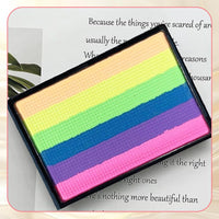 Mikloven Rainbow Face Paint Palette with 6 Vibrant Striped Colours on Square Sponge - Water Based, Washable & Safe for Kids Party, Festival, Cosplay, Carnival, Birthday, Creative Makeup & Face Art Design