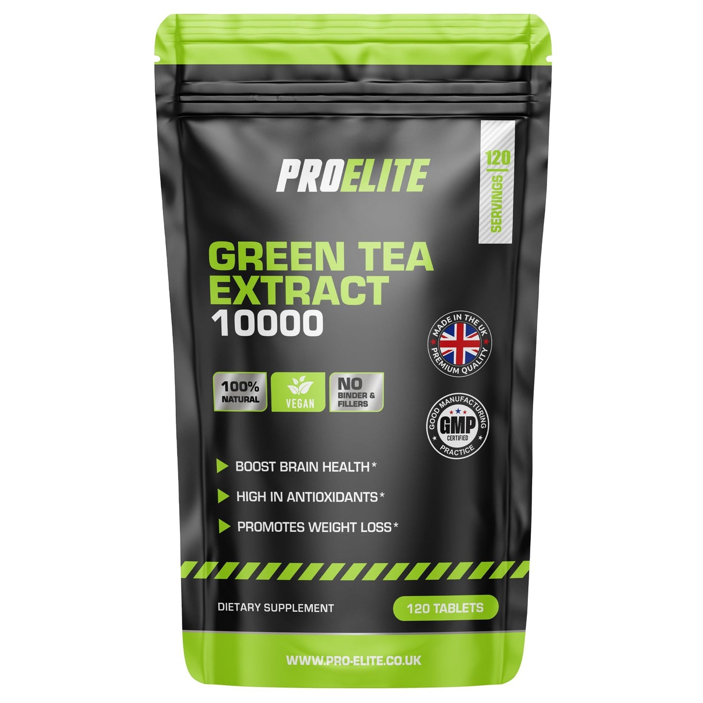 Green Tea Extract 10,000mg of Antioxidant 120 Tablet | 95% Polyphenols (297mg per Tablet) | (4 Months Supply) | Resealable and Recyclable Pouch | Vegan & Vegetarian | by PROELITE