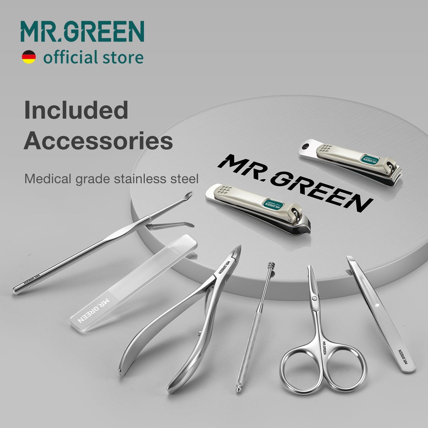 MR.GREEN Manicure Sets 8 in 1 Pedicure Kits Stainless Steel Nail Clipper Set Personal Care Tools with Microfiber Leather Case (Mr-6659)