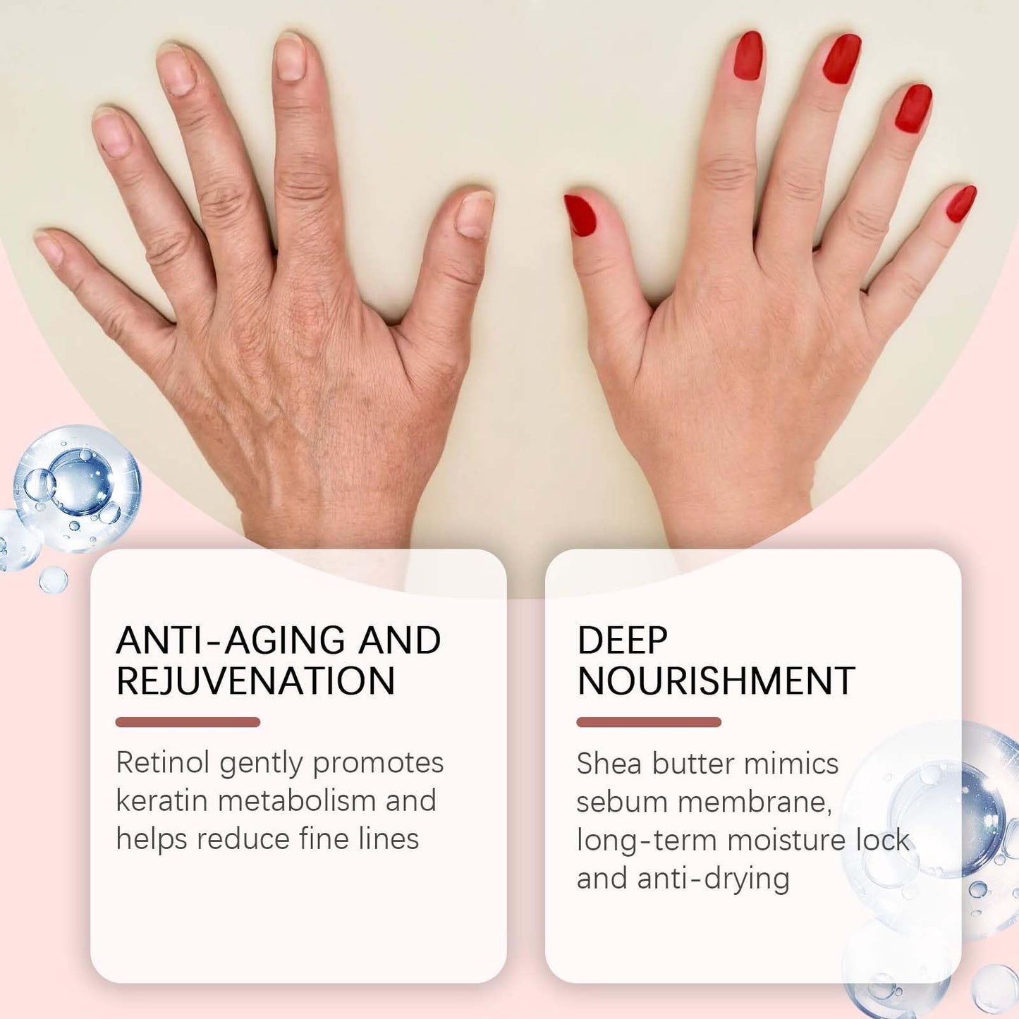 NLFOX Retinol Hand Cream - Anti Aging Retinol Cream - Firming Lotion Hand Cream Deep Hydrating & Nourishing Non-greasy - Hand Moisturiser for Dry Cracked Hands Skin Care Gifts for Women