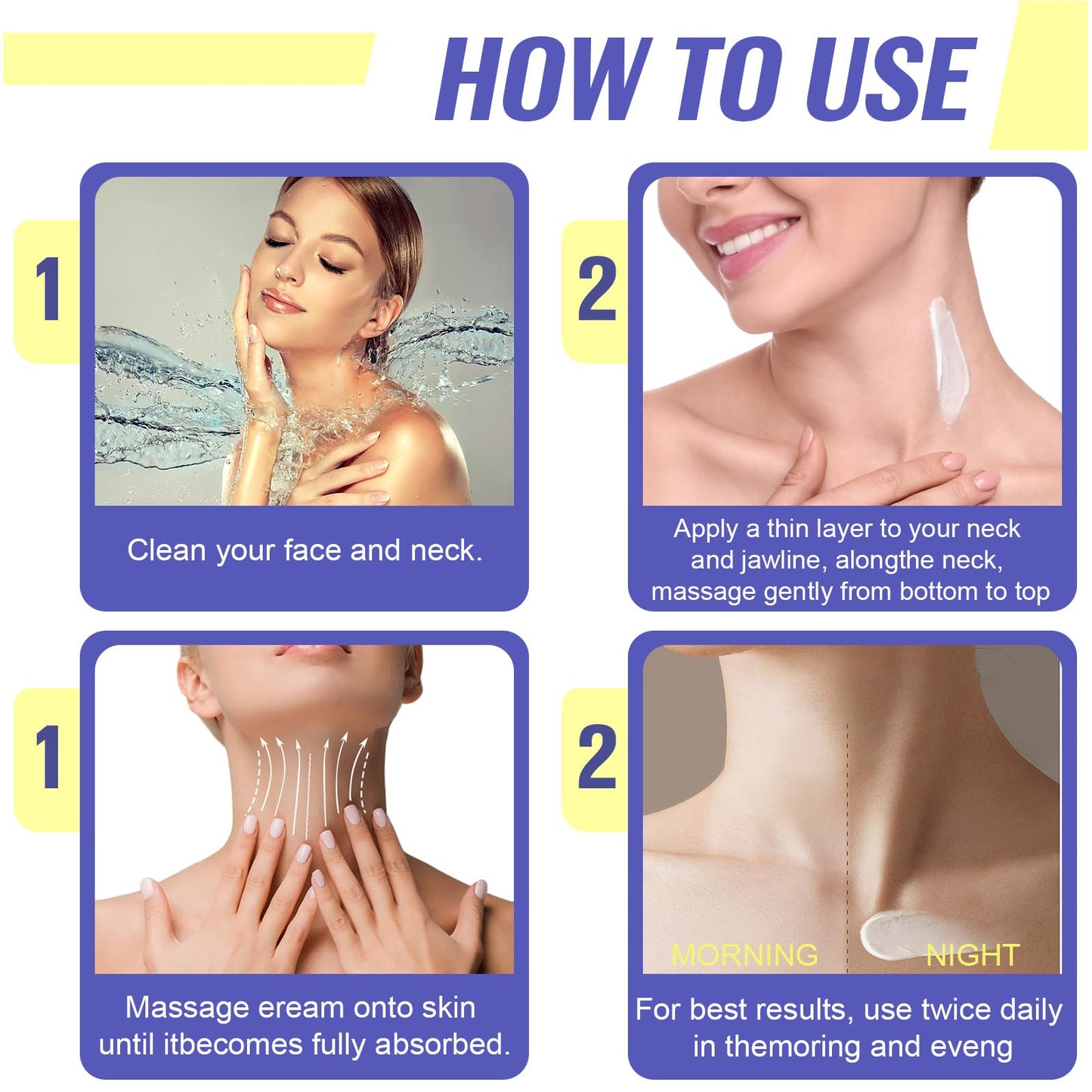 Lift & Firm Neck Cream, Neck Firming Cream, Natural Anti-Aging Neck Cream for Tightening and Wrinkles for an Even Skin Tone and Neck Lift, Fine Lines, With Pro-Active Repair Firming Complex, 50ML