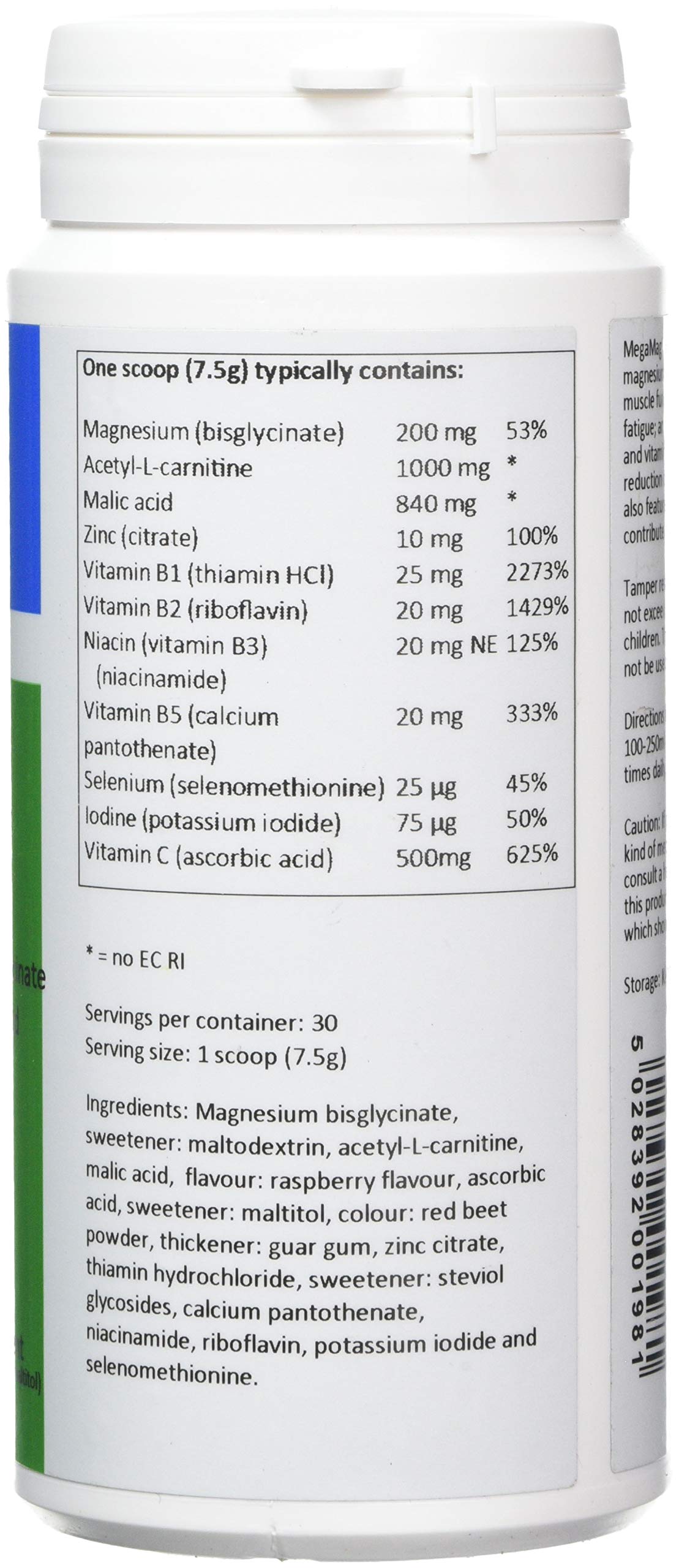 Nutri Advanced - MegaMag Energen Plus Magnesium Powder Raspberry -30 Servings